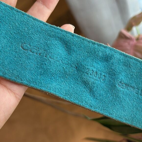 Vintage Tassel Genuine Leather Perforated Tan Brown Turquoise Western Boho Belt  main image 10